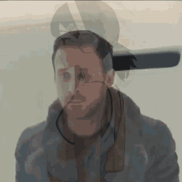 a drawing of a man with glasses and a scarf around his neck