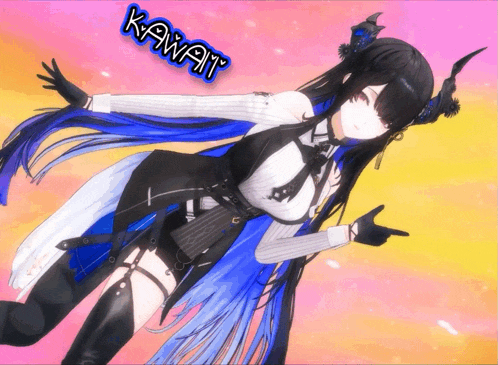 a picture of a girl with a sticker that says kawaii on it