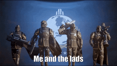 a group of soldiers are saluting in front of a globe and the words " me and the lads "