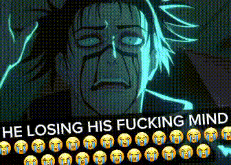 a cartoon of a man with tears in his eyes and the words `` the losing his fucking mind '' .