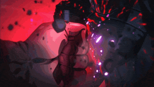 a purple and blue background with a glowing purple object in the middle