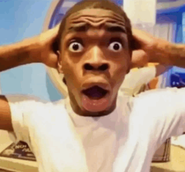a man with a surprised look on his face