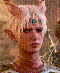 a close up of a person 's face with horns on