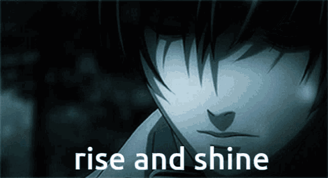 a black and white image of a person with the words rise and shine above them