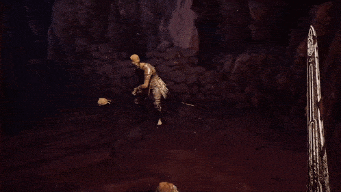 a video game character is being attacked by a monster
