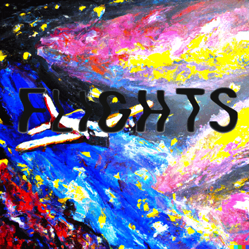 a colorful painting with the word flights written in black