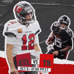 an advertisement for a football game between atl and tb