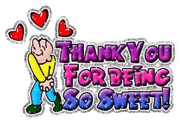 a cartoon of a man hugging another man with the words thank you for being so sweet behind him