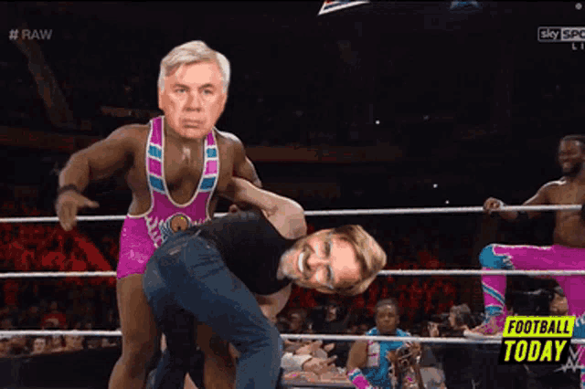 a man in a wrestling ring with the words football today on the bottom