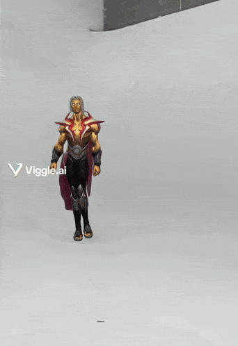 a man in a red cape is standing in front of a sign that says " viggle.ai " on it