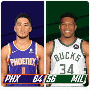 two basketball players from the phoenix and bucks teams