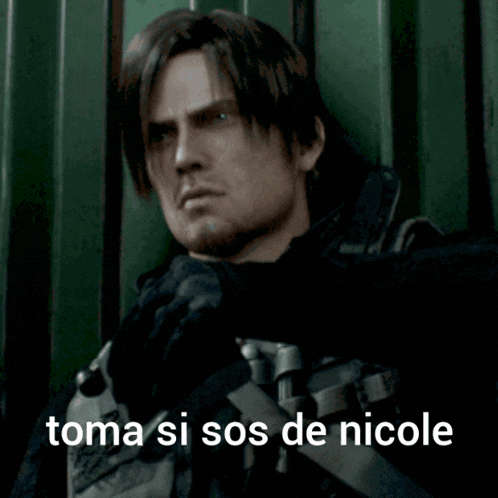 a man wearing a virtual reality headset with the words toma si sos de nicole on the bottom