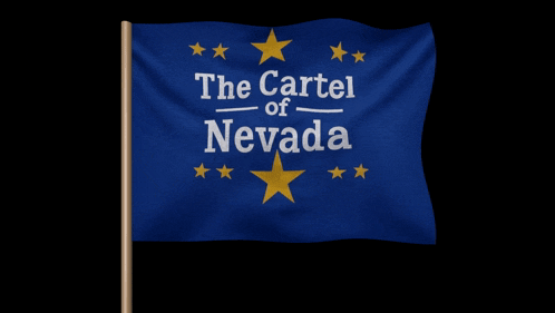 a blue flag with yellow stars and the words the cartel of nevada