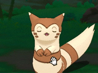 a brown and white animal with a black tail is laying down