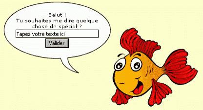 a cartoon fish with a speech bubble that says salut on it