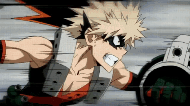 bakugo from my hero academia is flying through the air