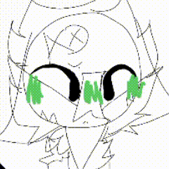 a black and white drawing of a cat with green eyes