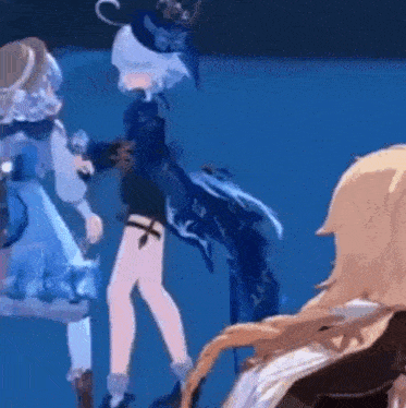 a group of anime characters are standing next to each other .