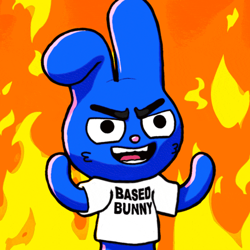 a cartoon bunny wearing a based bunny shirt