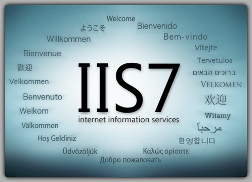 a blue background with the word iis7 in the middle