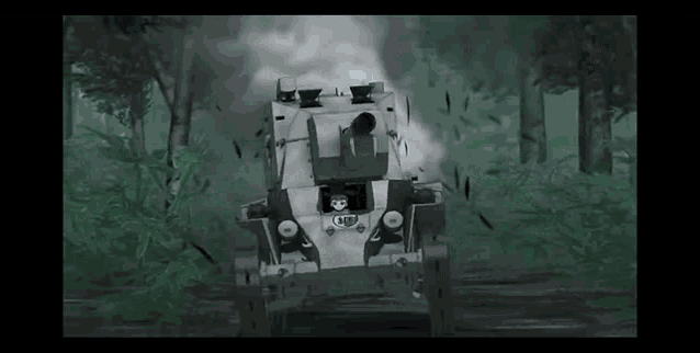 a black and white drawing of a tank with the number 2 on it
