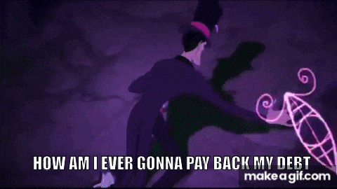 a purple background with the words how am i ever gonna pay back my debt written on it