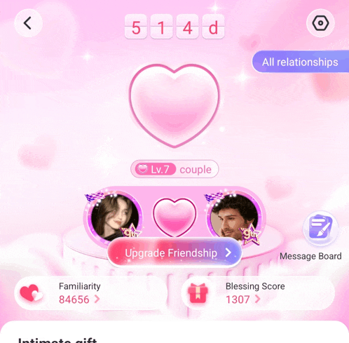 a screenshot of a game showing a couple and their friendship