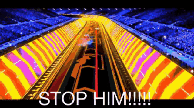 a picture of a roller coaster says stop him