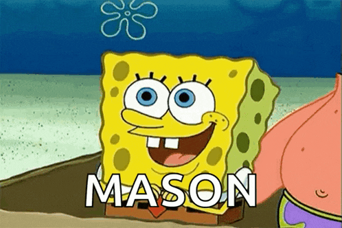 a cartoon of spongebob squarepants with the name mason written on it