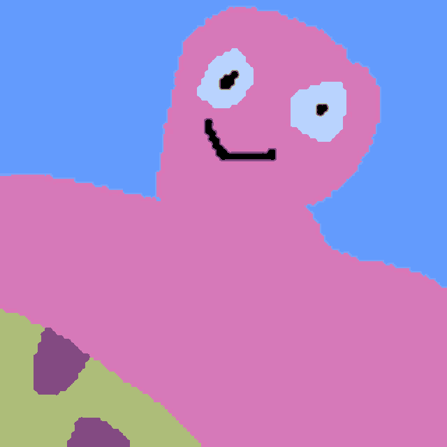 a pixel art of patrick star from spongebob squarepants with a smiling face