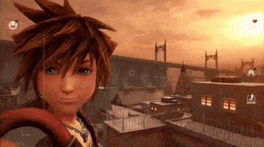 sora from kingdom hearts is taking a selfie with a camera