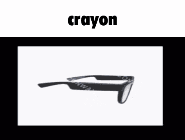 a picture of a pair of sunglasses with the word crayon above it