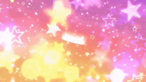 a cartoon girl is holding a magic wand in her hand while standing in front of a colorful background .