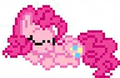a pixel art of pinkie pie from my little pony with a pink mane and tail .