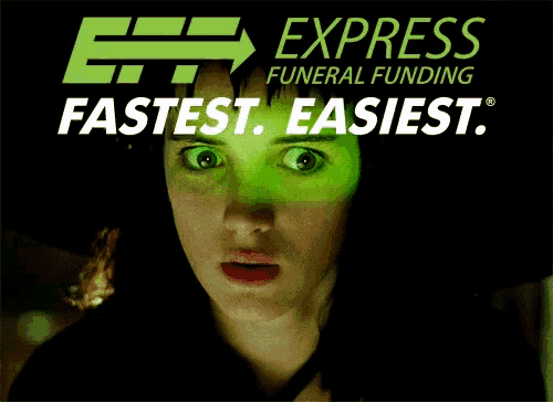 express funeral funding fastest easiest advertisement with a woman 's face
