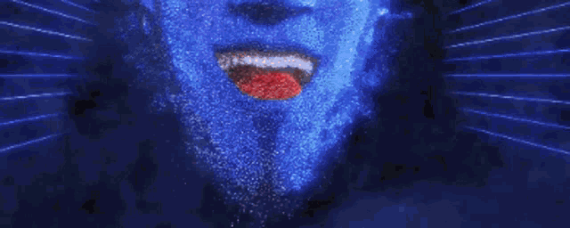 a computer generated image of a person 's mouth with lots of sparkles coming out of it
