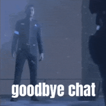 a man in a suit is saying goodbye chat in a video game .