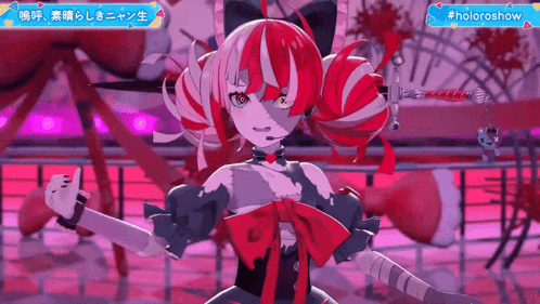 a girl with red hair is holding a sword in a video game .