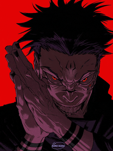 a drawing of a man with a tattoo on his wrist that says kuro icho on it