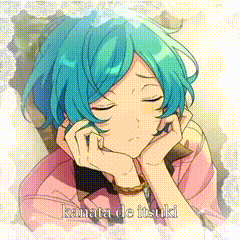 a picture of a person with blue hair and the name kanata de itsuki