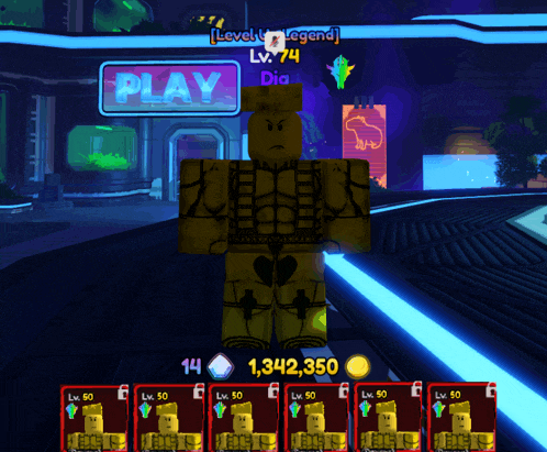 a screenshot of a video game shows a character named dia with a level of 74