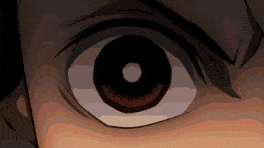 a close up of a person 's eye with a black circle in the middle