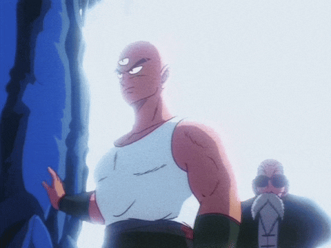 a man in a white tank top is standing next to another man