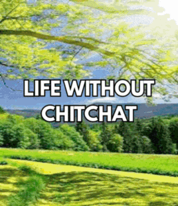 a picture of a field with the words " life without chitchat "