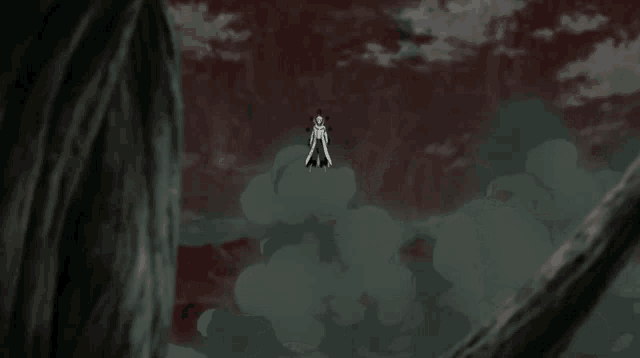 a man with a sword is flying through the air