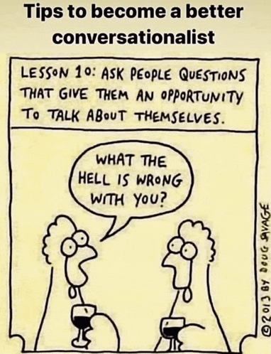 a cartoon of two chickens talking to each other with a speech bubble that says " what the hell is wrong with you "