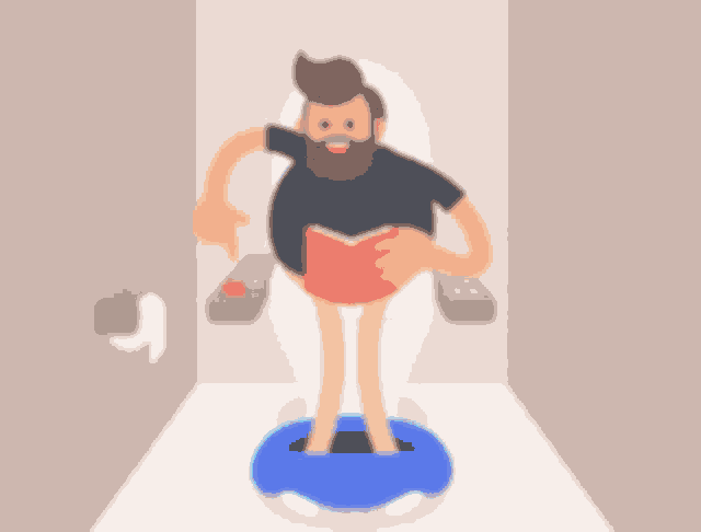 a man is sitting on a toilet with a book on his lap .