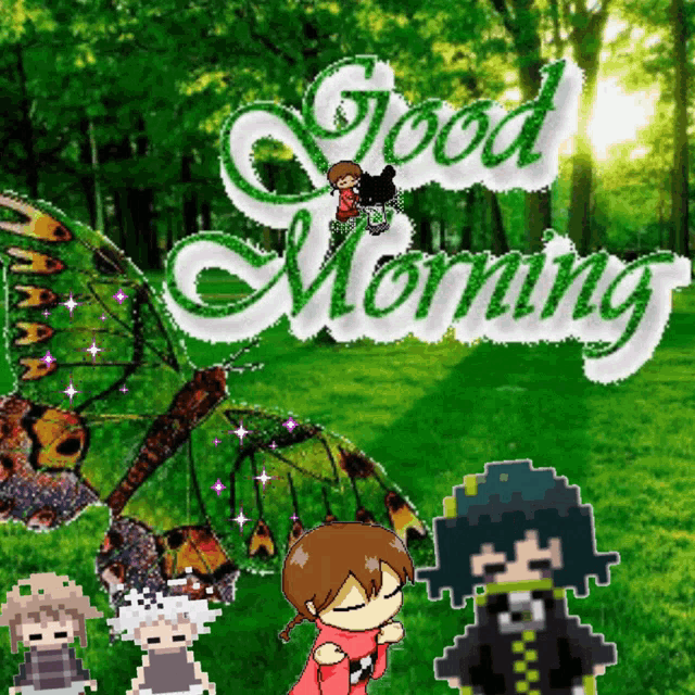 a good morning greeting card with a butterfly