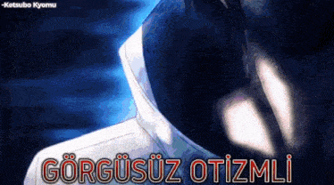 a close up of a person 's face with the words " gorgusuz otizml " on the bottom right