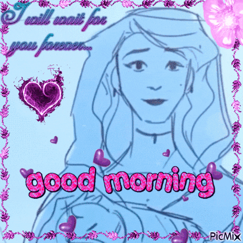 a drawing of a woman with the words " i will wait for you forever " on it
